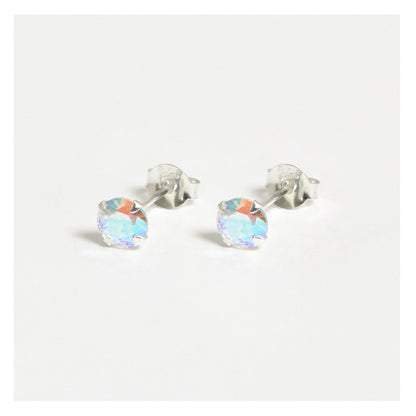 Silver Crystal Rainbow Studs - 5mm