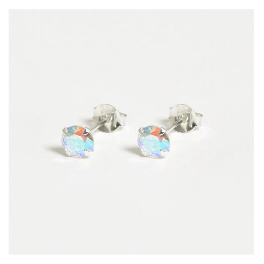 Silver Crystal Rainbow Studs - 5mm