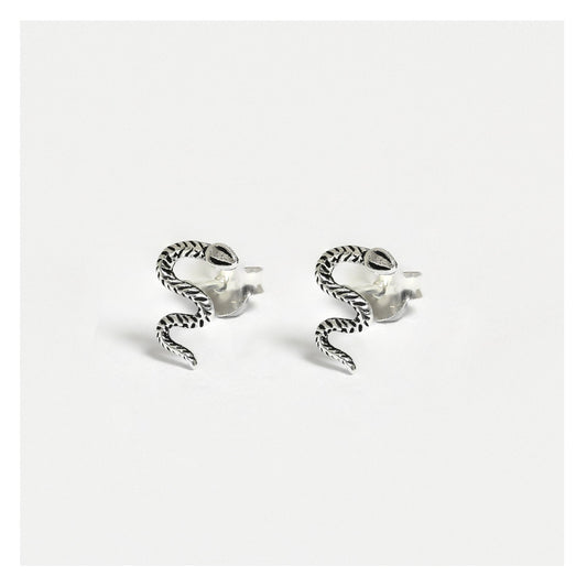 Silver Wavy Snake Stud Earrings