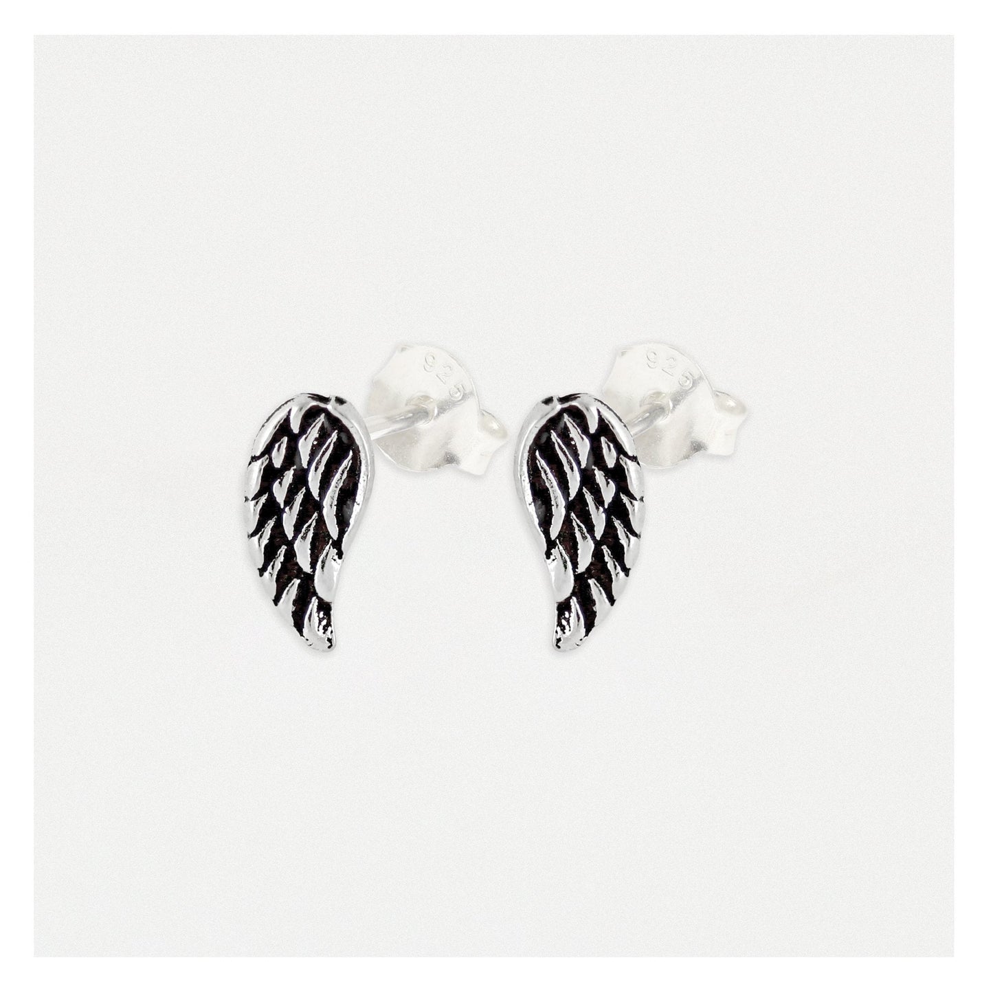 Silver Angelic Wings Ear Studs