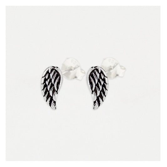 Silver Angelic Wings Ear Studs