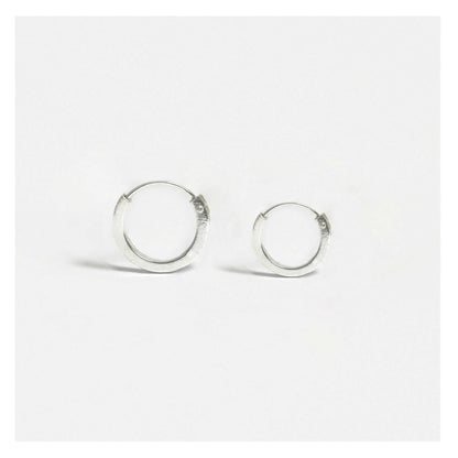 Silver Square Cut Hoop Earrings - 10 & 12mm