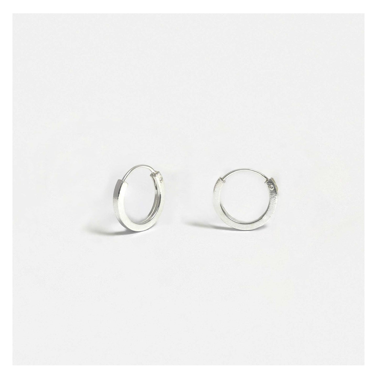 Silver Square Cut Hoop Earrings - 10 & 12mm