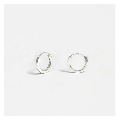 Silver Square Cut Hoop Earrings - 10 & 12mm