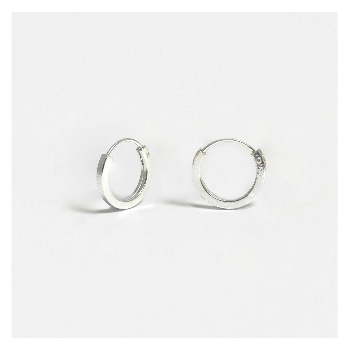 Silver Square Cut Hoop Earrings - 10 & 12mm