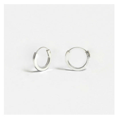 Silver Square Cut Hoop Earrings - 10 & 12mm