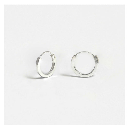 Silver Square Cut Hoop Earrings - 10 & 12mm