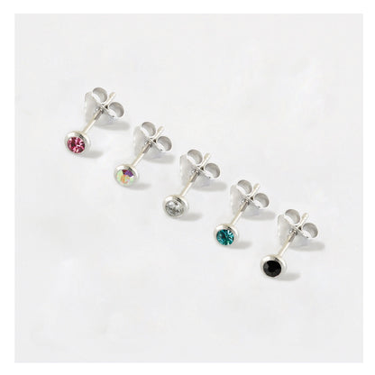 Silver Teeny Gem Ear Studs - 3mm