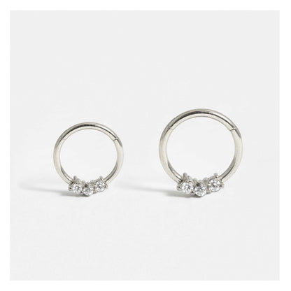 Steel Triple Gem Hinged Segment Ring - 1.2mm