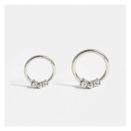 Steel Triple Gem Hinged Segment Ring - 1.2mm