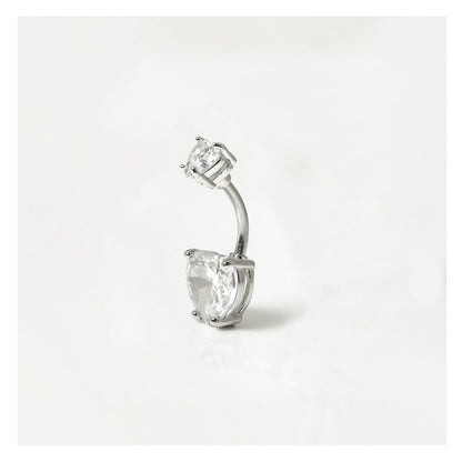 Steel Double Heart Belly Bar
