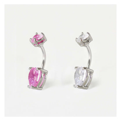 Steel Double Heart Belly Bar