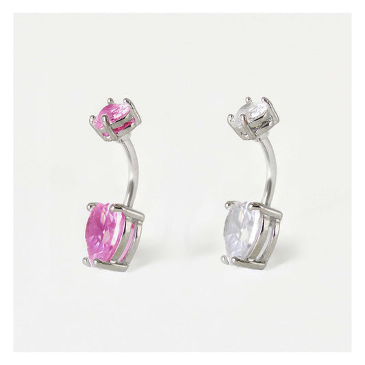 Steel Double Heart Belly Bar