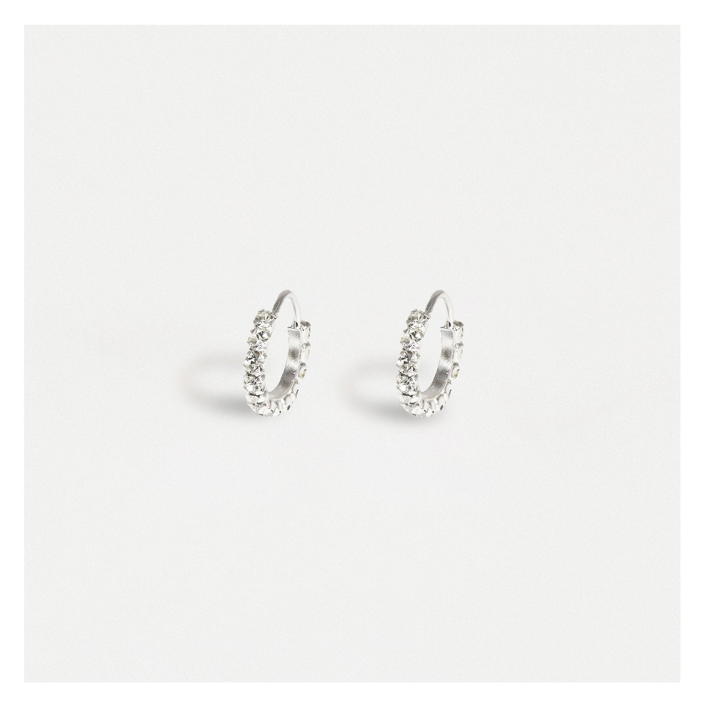 Silver Crystal Clear Hoops - 10mm