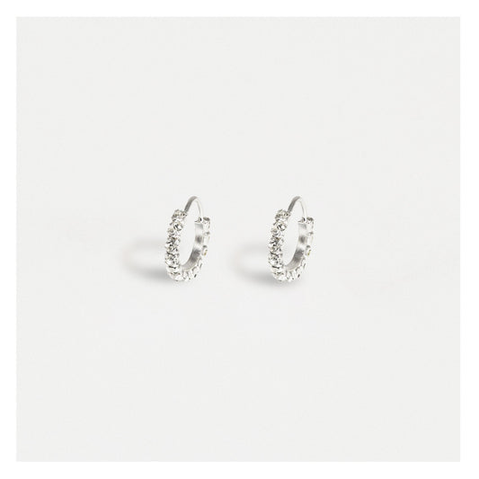 Silver Crystal Clear Hoops - 10mm