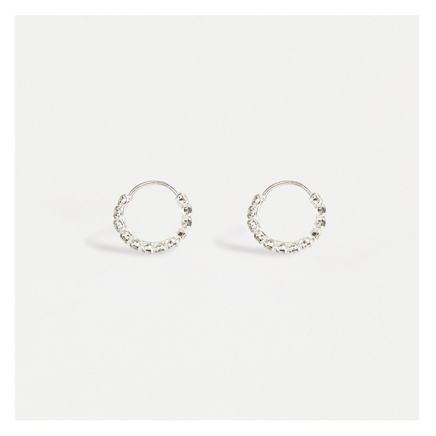 Silver Crystal Clear Hoops - 10mm