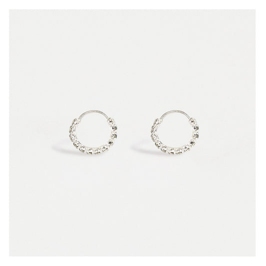 Silver Crystal Clear Hoops - 10mm