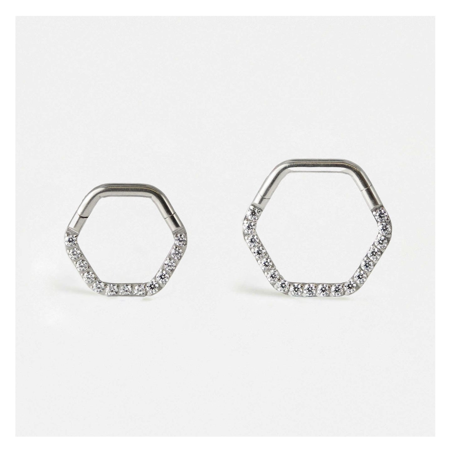 Steel Hex Jewelled Hinged Segment Ring - 1.2mm