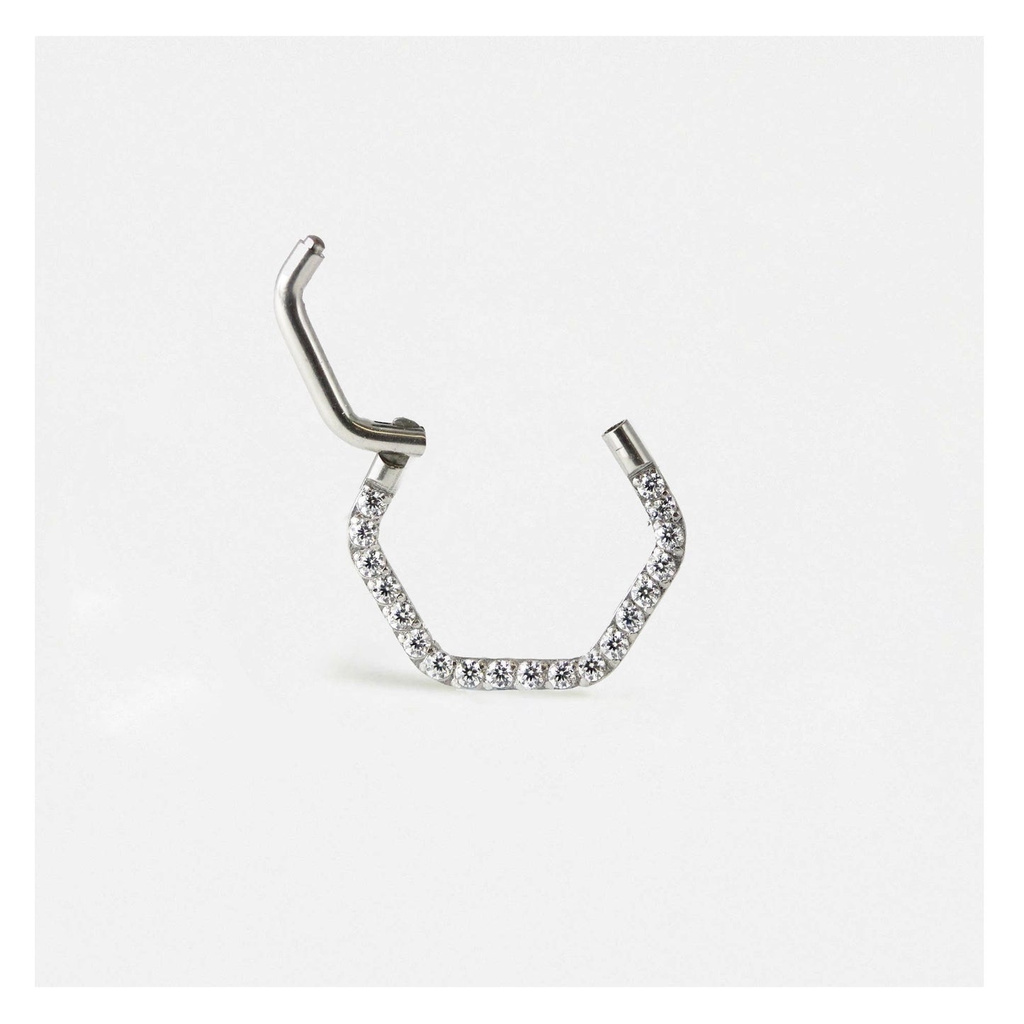 Steel Hex Jewelled Hinged Segment Ring - 1.2mm