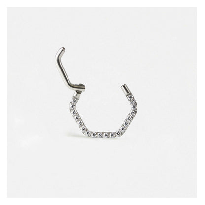 Steel Hex Jewelled Hinged Segment Ring - 1.2mm