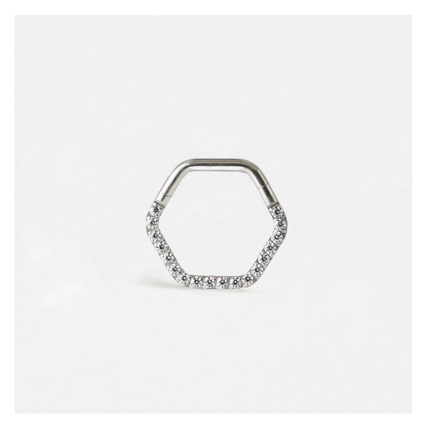 Steel Hex Jewelled Hinged Segment Ring - 1.2mm