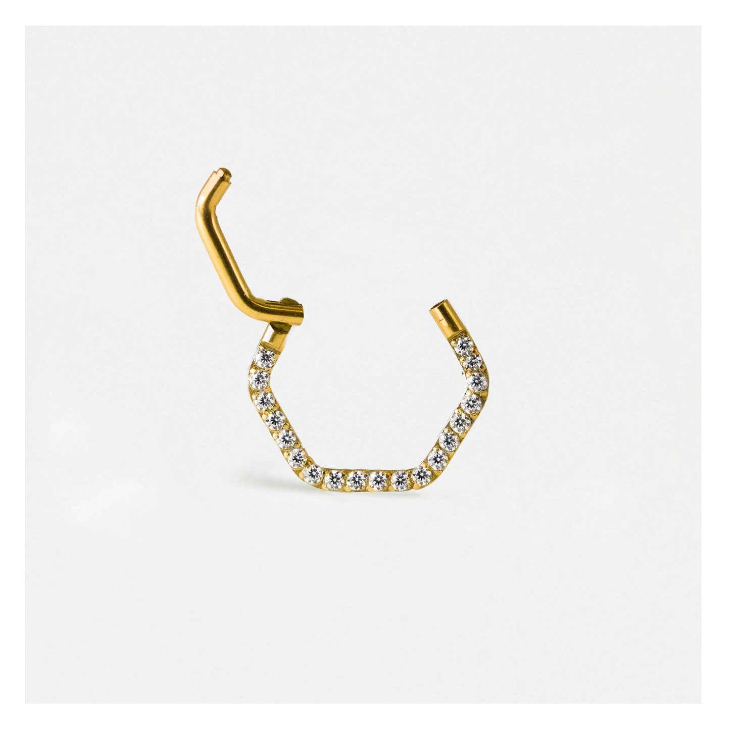 Gold PVD Steel Hex Jewelled Hinged Segment Ring - 1.2mm