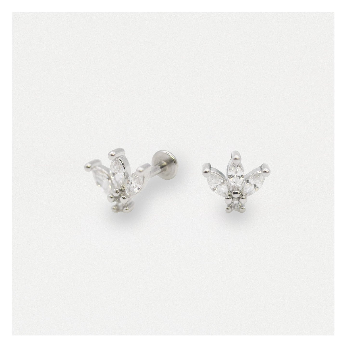 Steel Labret with Lotus Blossom - Internally Threaded