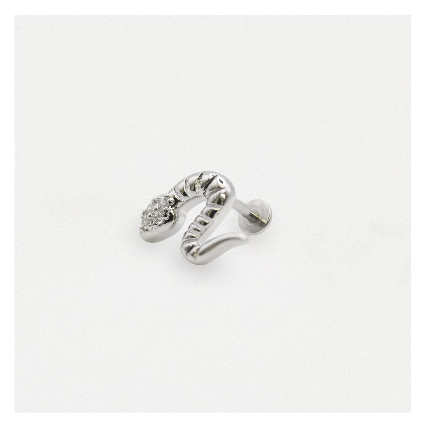Steel Snake in the Grass Labret Stud - Internally Threaded