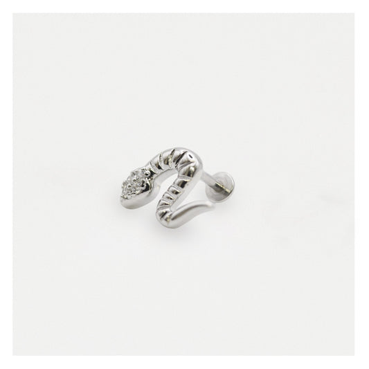 Steel Snake in the Grass Labret Stud - Internally Threaded