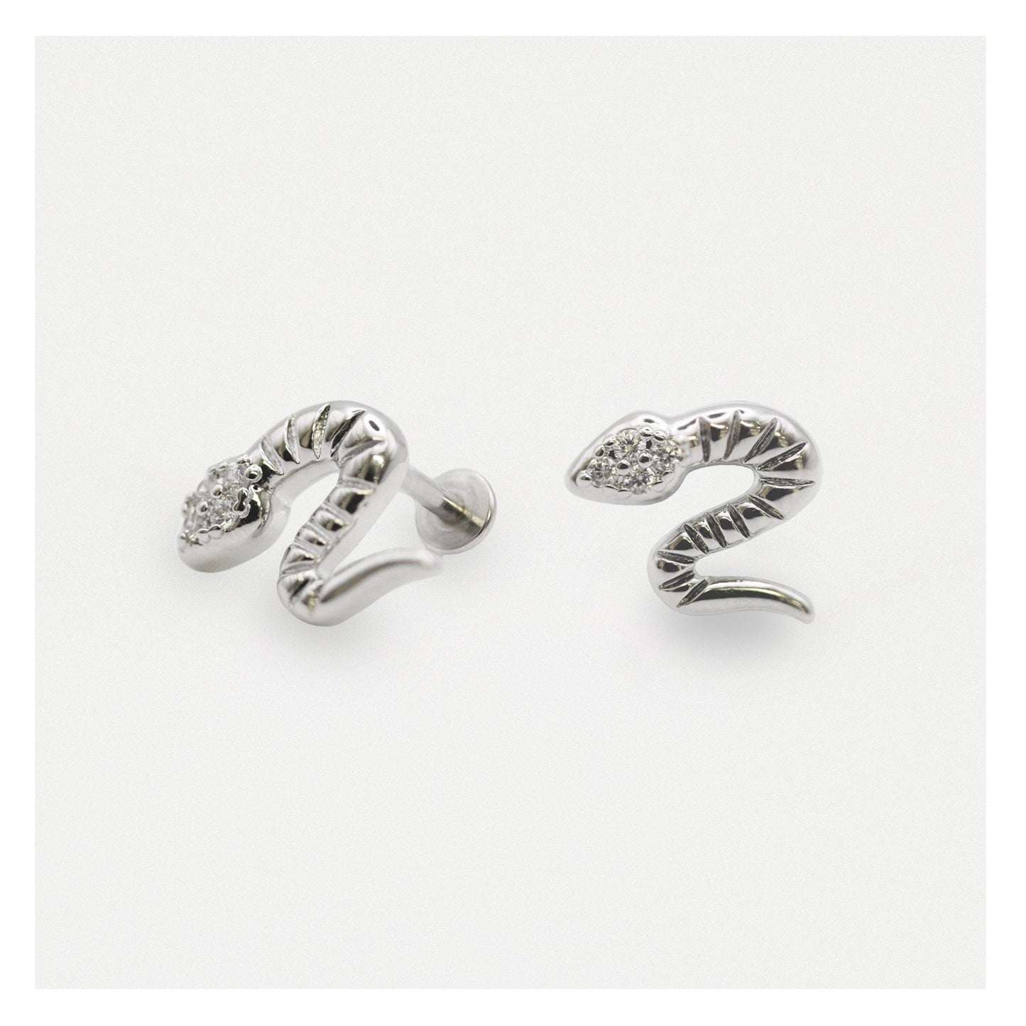 Steel Snake in the Grass Labret Stud - Internally Threaded