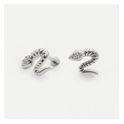 Steel Snake in the Grass Labret Stud - Internally Threaded