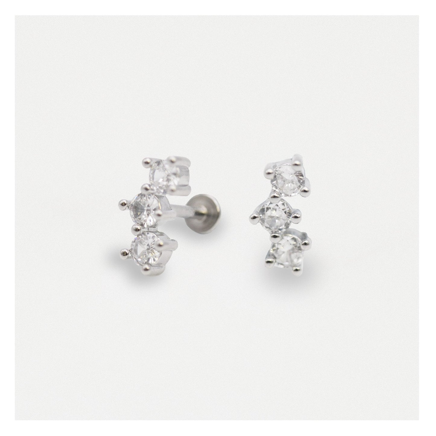Steel Bling Trio Flat Back - Internally Threaded