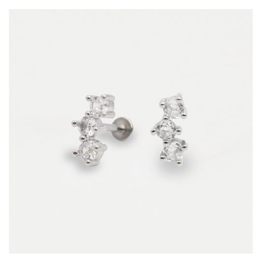 Steel Bling Trio Flat Back - Internally Threaded
