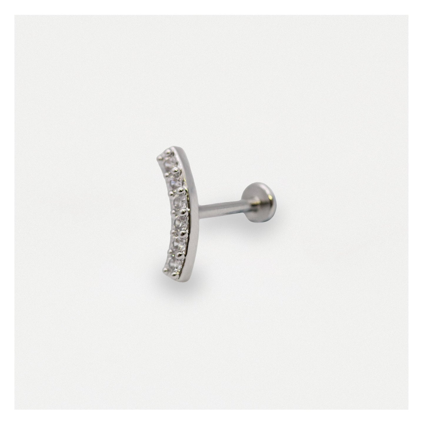 Steel Crystal Curve Labret - Internally Threaded