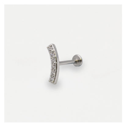 Steel Crystal Curve Labret - Internally Threaded