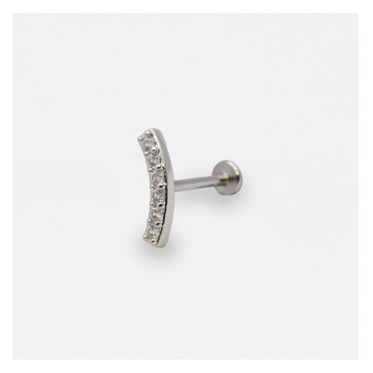 Steel Crystal Curve Labret - Internally Threaded