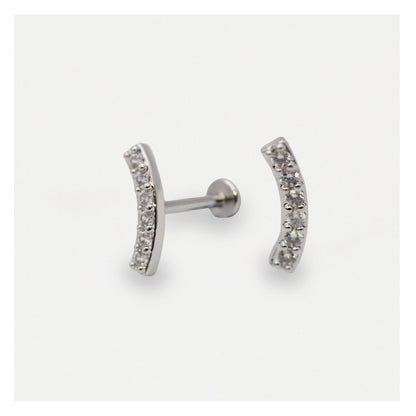 Steel Crystal Curve Labret - Internally Threaded