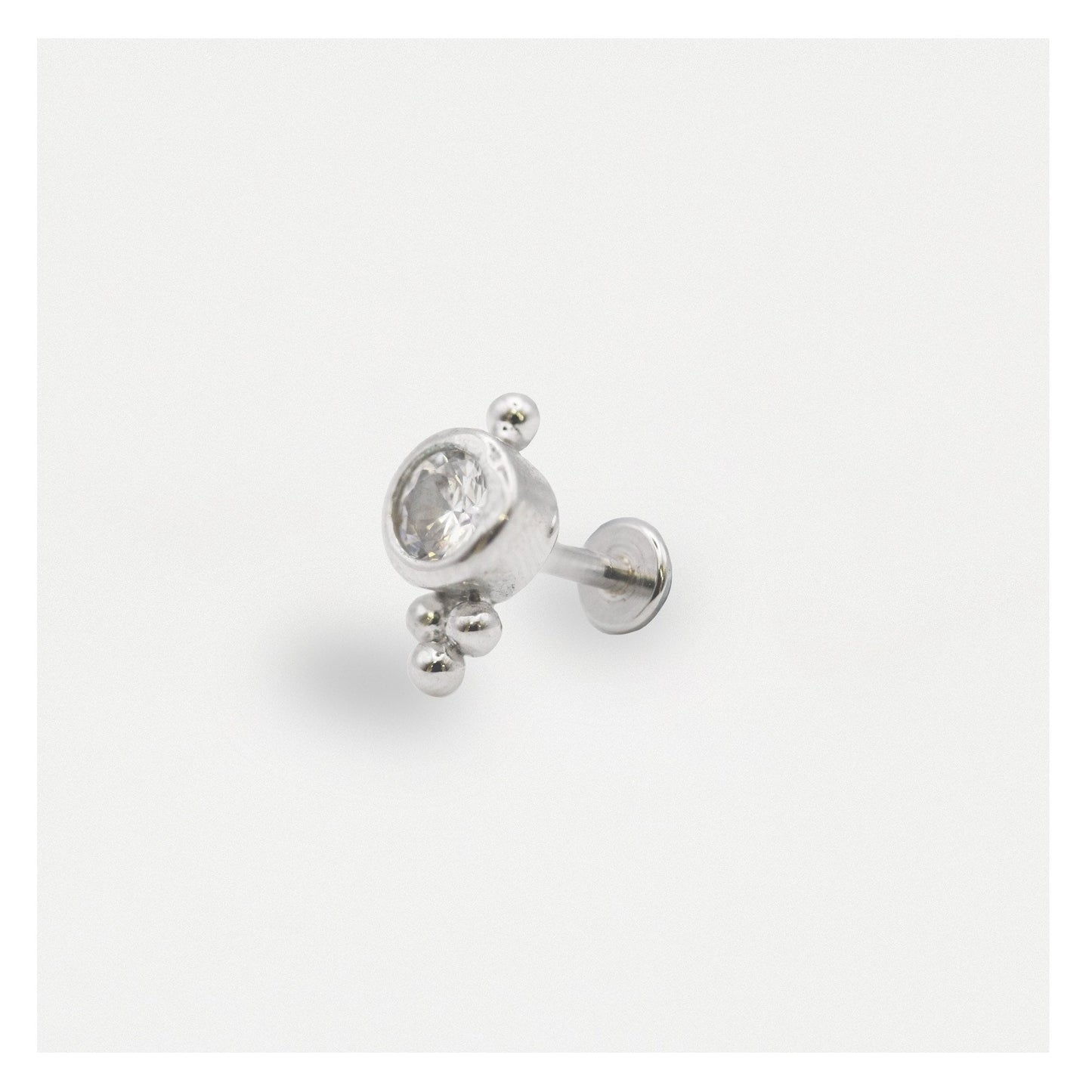 Steel Labret with Bezel Trinity - Internally Threaded