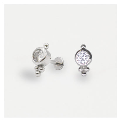 Steel Labret with Bezel Trinity - Internally Threaded