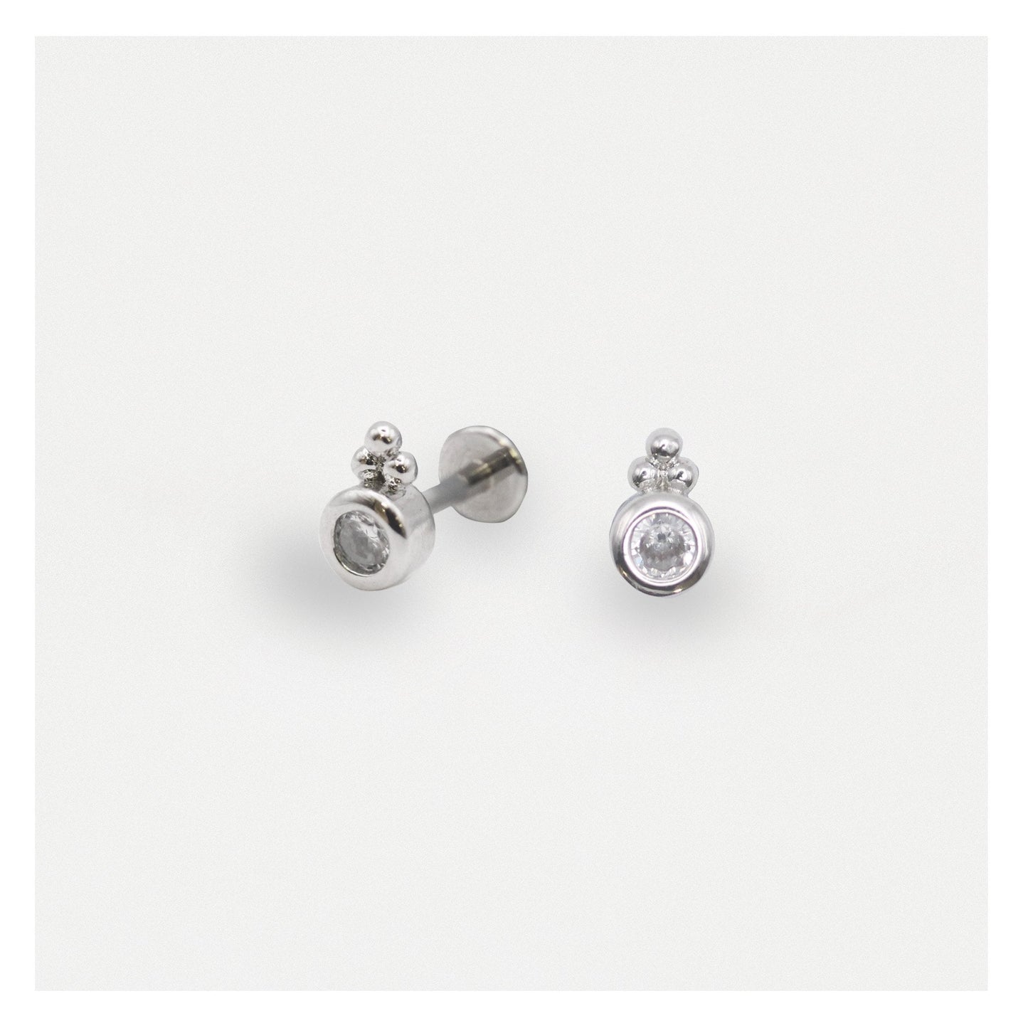 Steel Labret with Baby Bezel Trinity - Internally Threaded