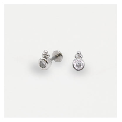Steel Labret with Baby Bezel Trinity - Internally Threaded