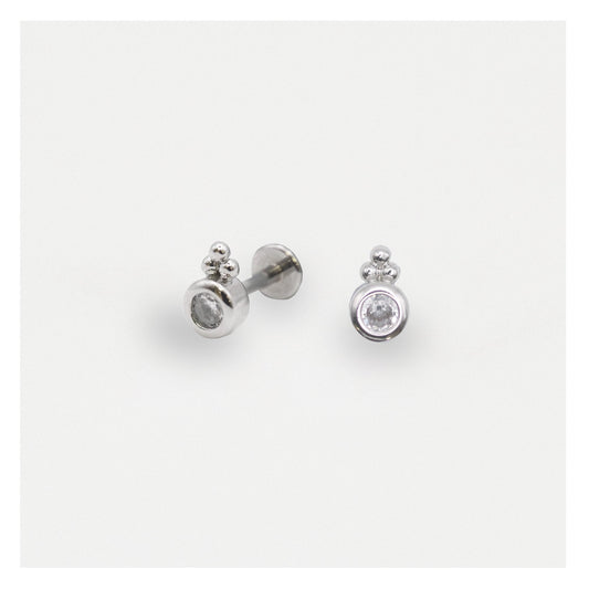 Steel Labret with Baby Bezel Trinity - Internally Threaded