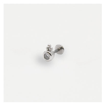 Steel Labret with Baby Bezel Trinity - Internally Threaded