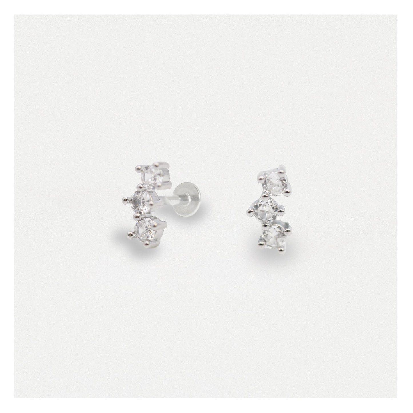 Steel Baby Bling Trio Flat Back - Internally Threaded