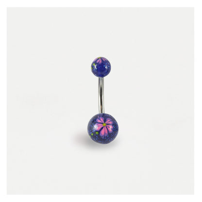 Glittery Flower Belly Bar