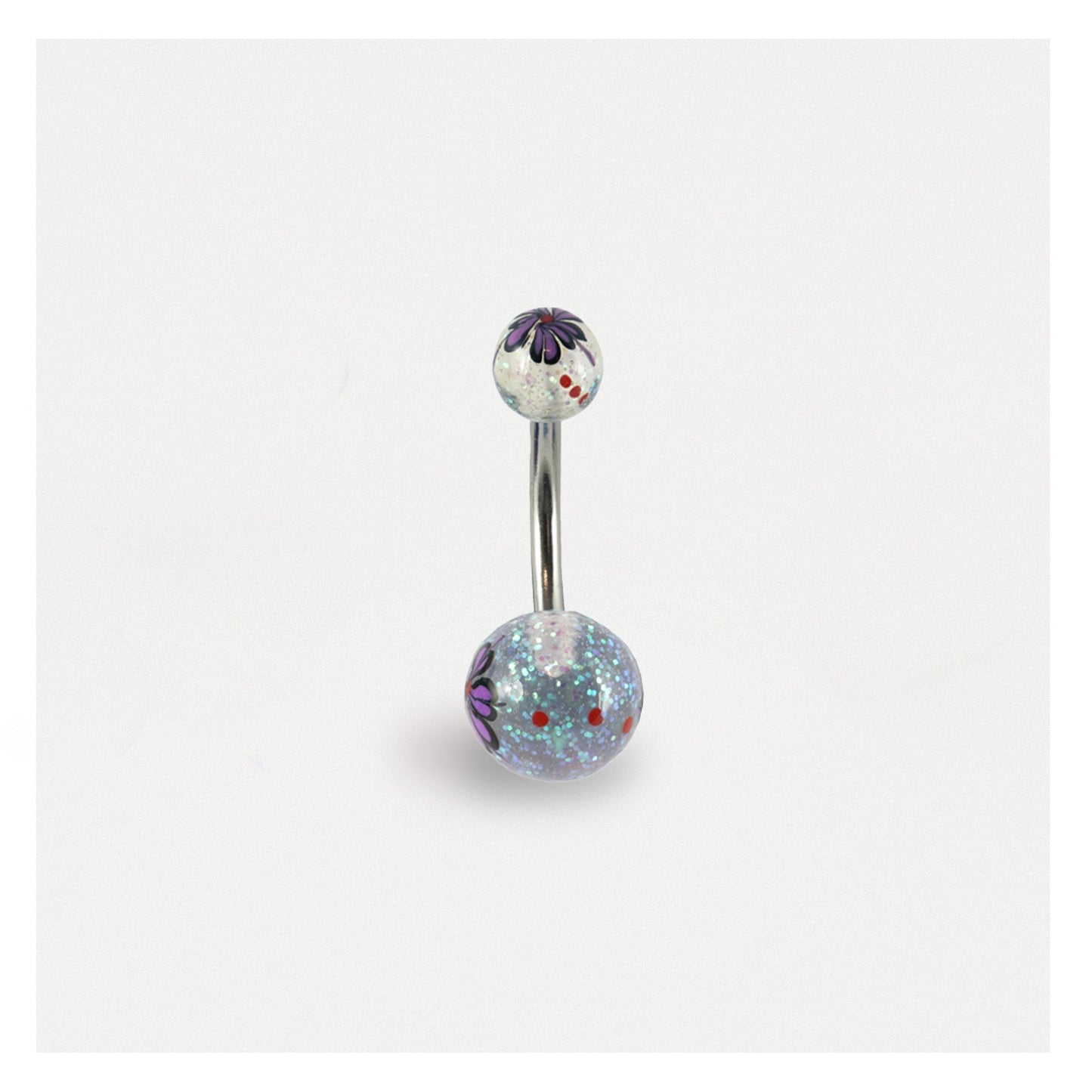 Glittery Flower Belly Bar