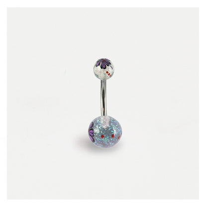 Glittery Flower Belly Bar