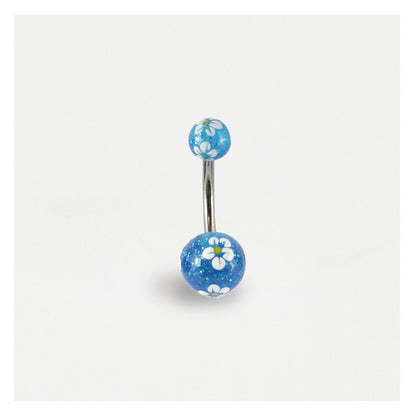 Glittery Flower Belly Bar