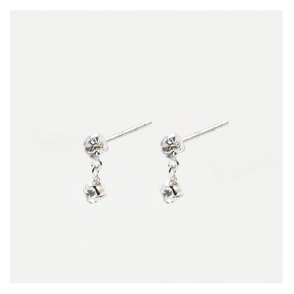 Silver Crystal Drop Ear Studs