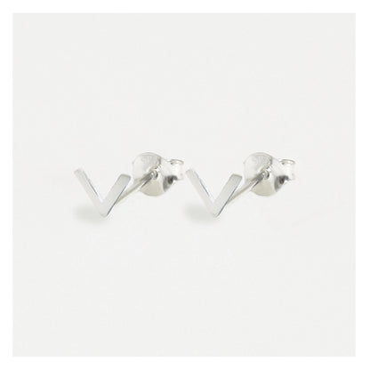 Silver Chevron V Ear Studs